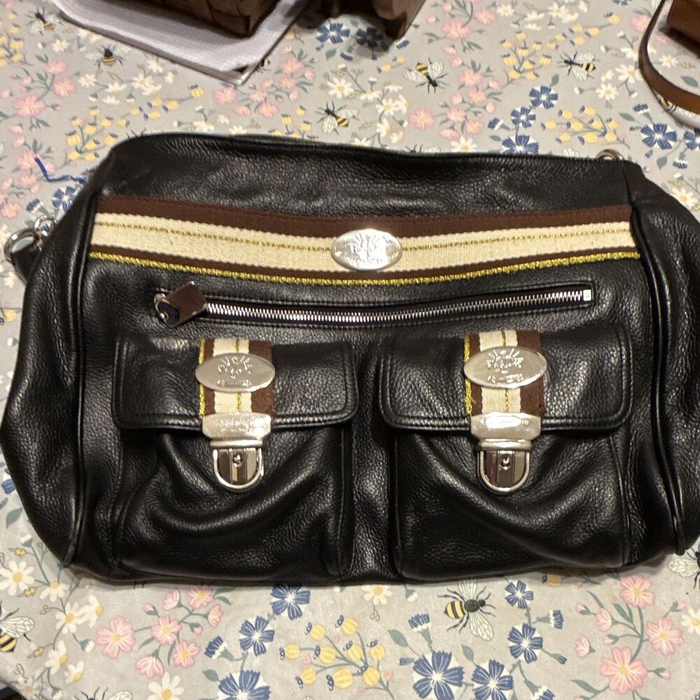 Christine Price Black Shoulder Bag Chain Strap Detachable Strap Zip Buckle Logo
